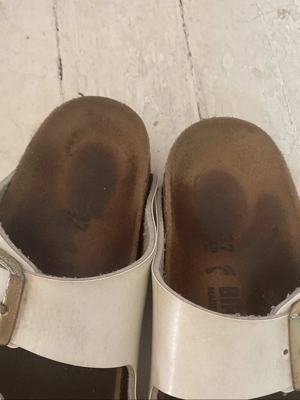 Birkenstock Kids White Two-Strap Buckle Sandals